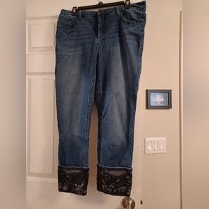 Chico's So Slimming Ankle Jeans with Embellished cuffs Size 1.5R